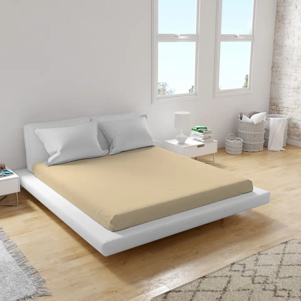 ДОЛЕН ЧАРШАФ ТРИКО С ЛАСТИК 90/200 - БЕЖОВ 320 - 11.50&euro;